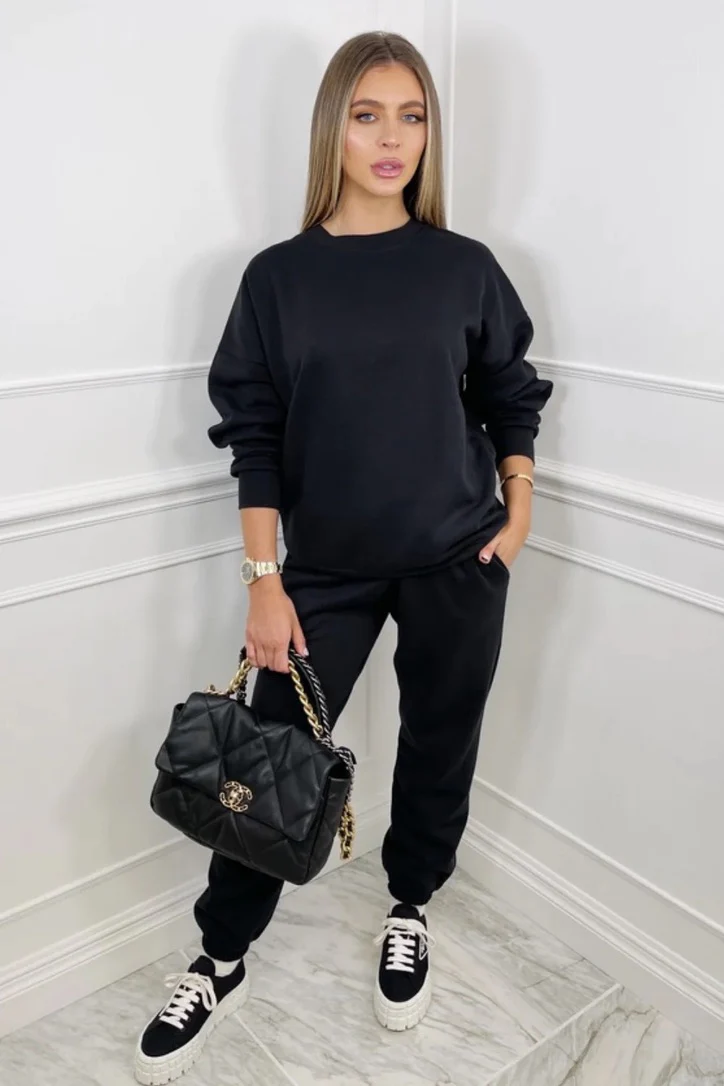 Basic black sweater essential loungewear set - Image 2