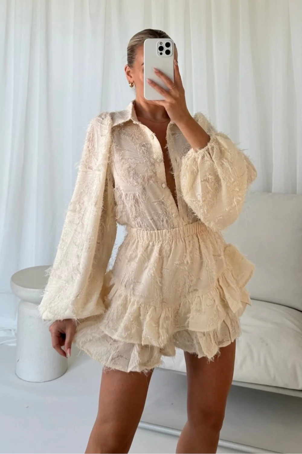Becky beige embroided co-ord - Image 3