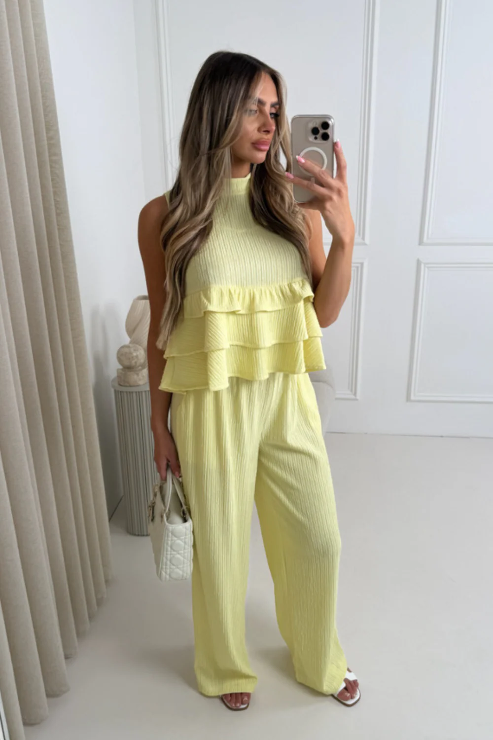 Becky lemon tiered top & trouser co-ord - Image 2