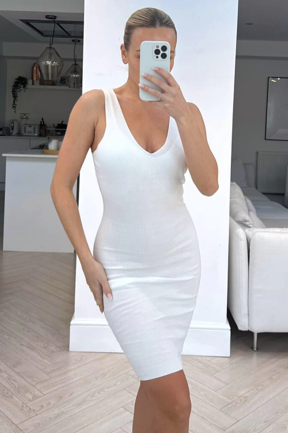 bella white cropped jumper dress coord - Image 3