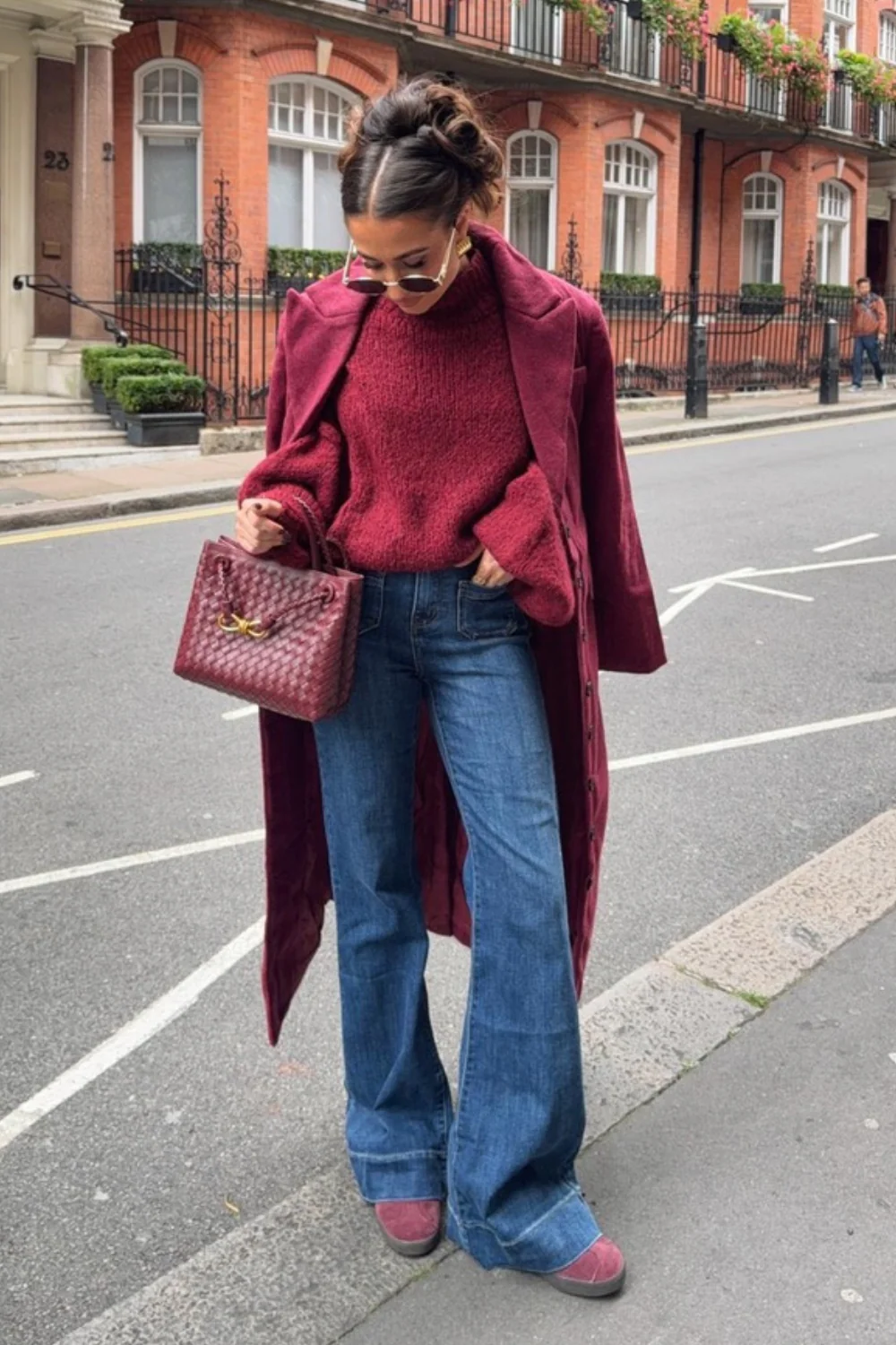 Betty burgundy long trench coat - Image 3
