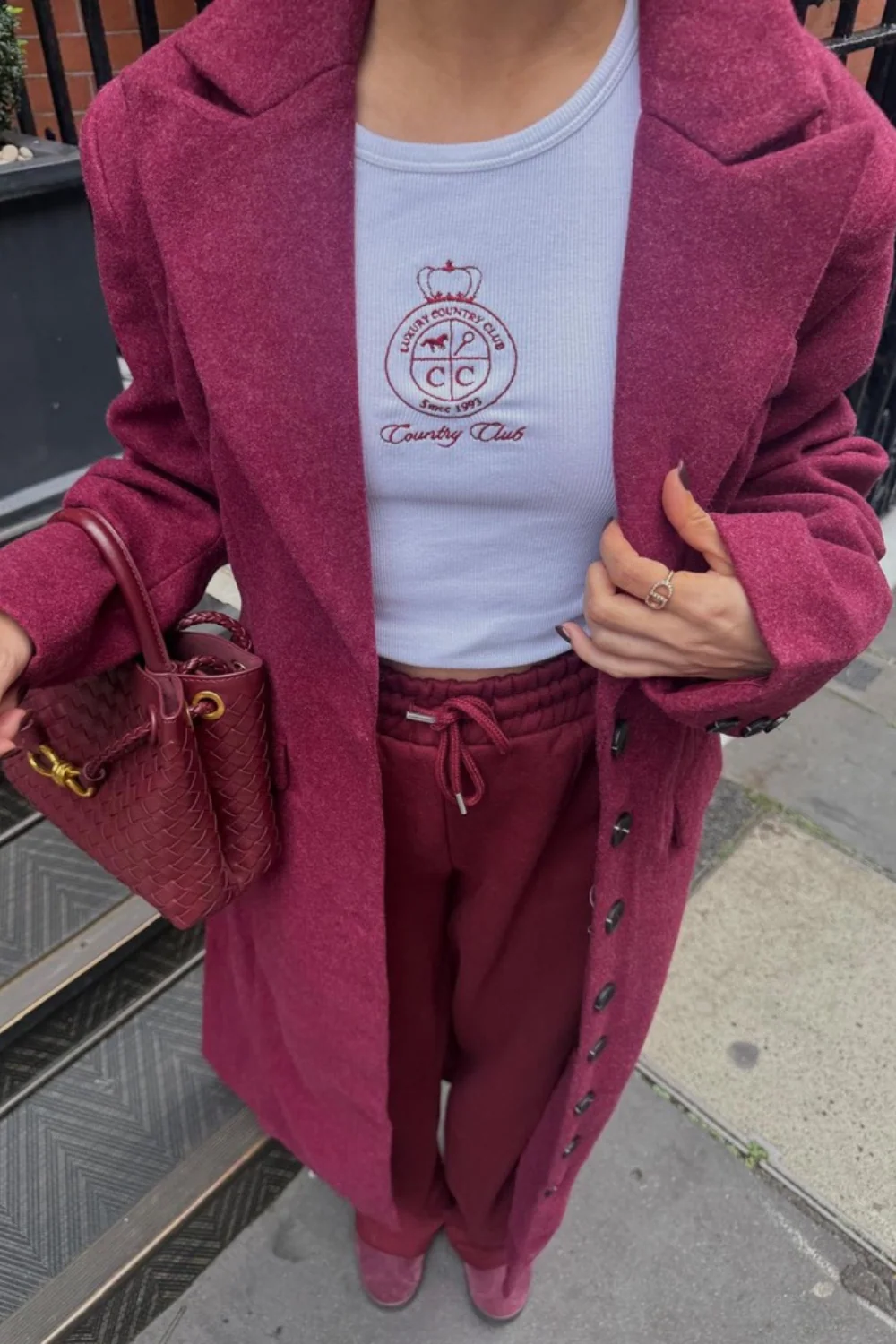 Betty burgundy long trench coat - Image 4