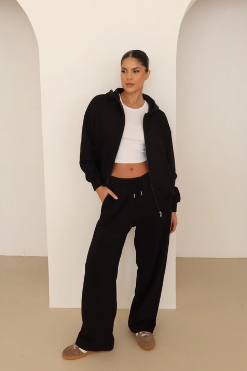 Black embroidered logo straight leg jogger - Image 2