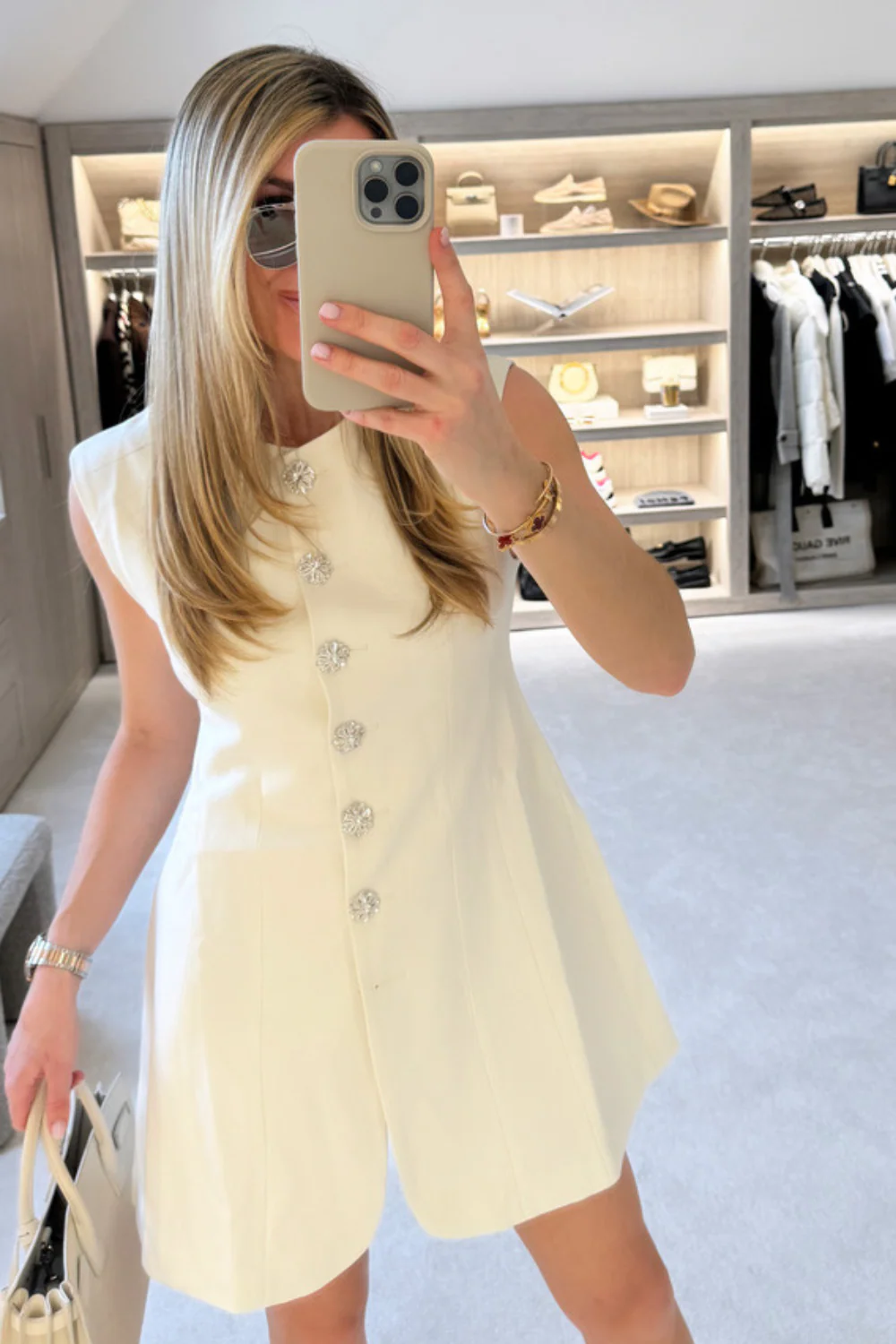 Blake white tailored sleeveless blazer dress - Image 3