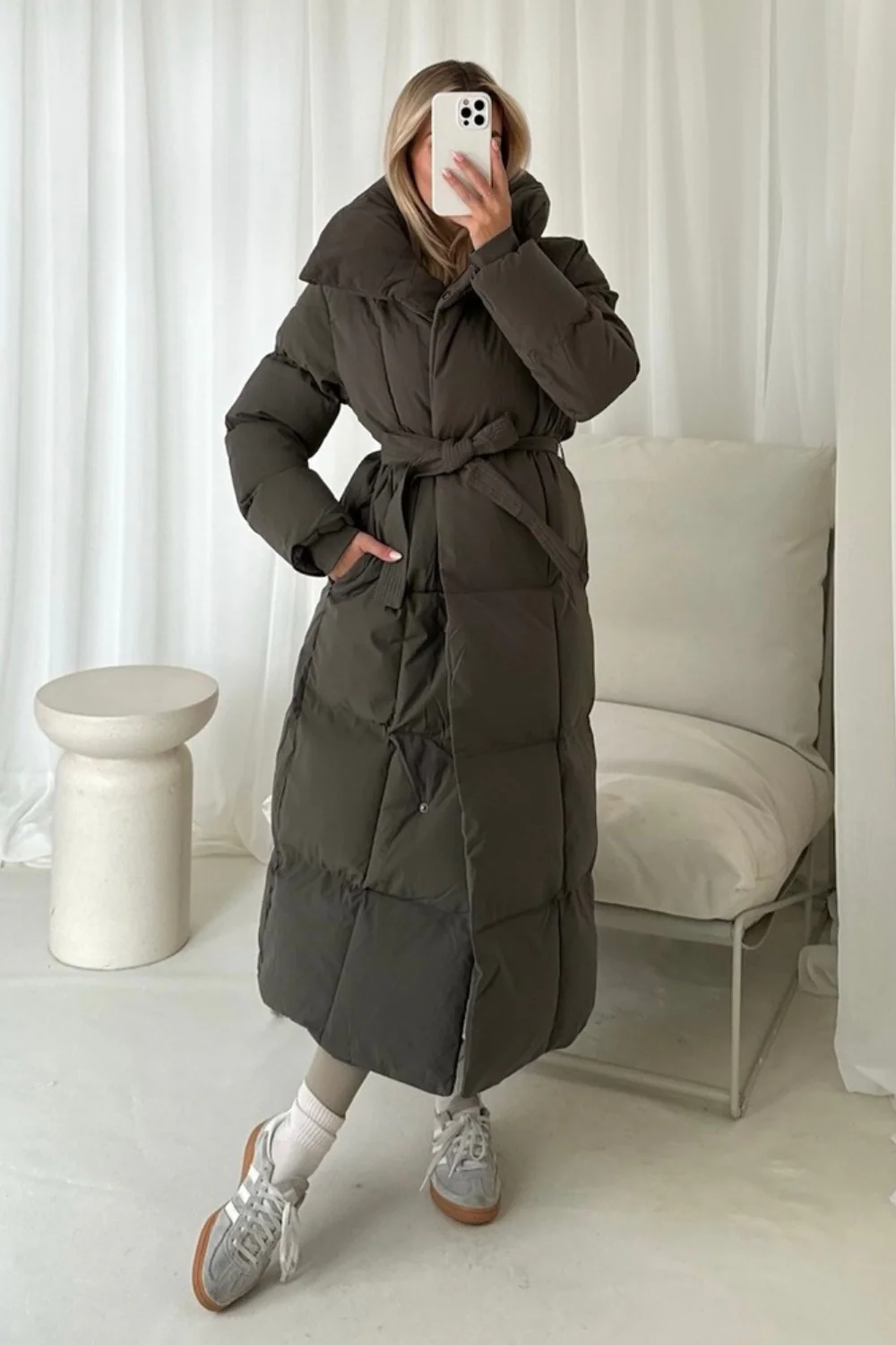 Blossom grey long puffer duvet coat - Image 4