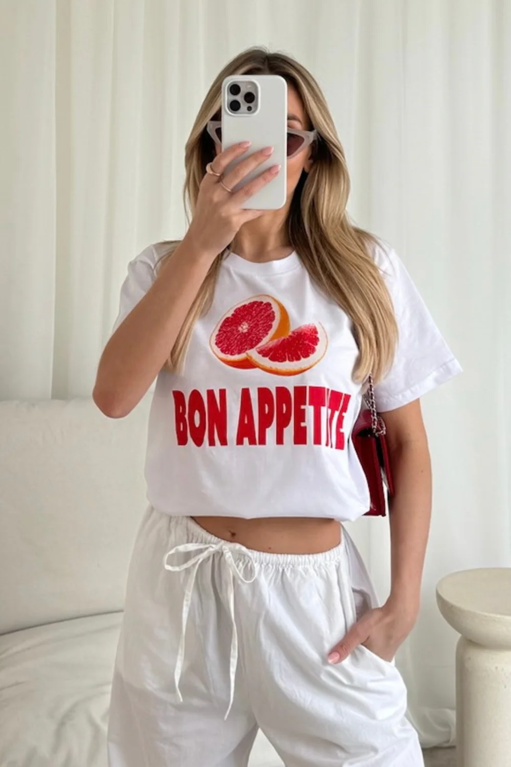 Bon appetite printed white T-shirt - Image 3
