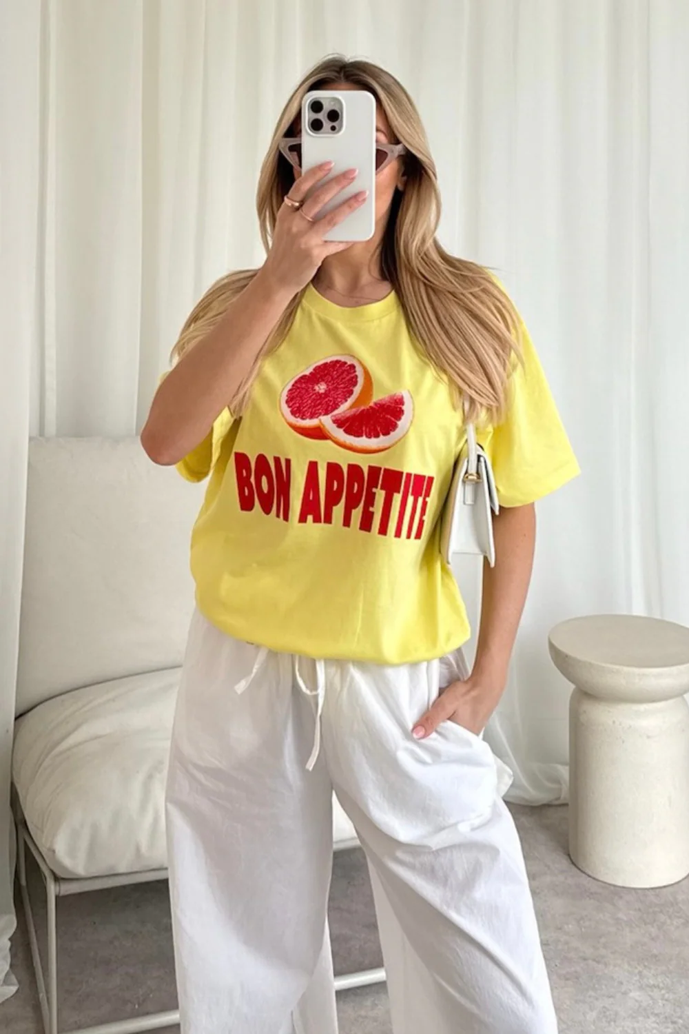 Bon appetite yellow Printed T-shirt - Image 3