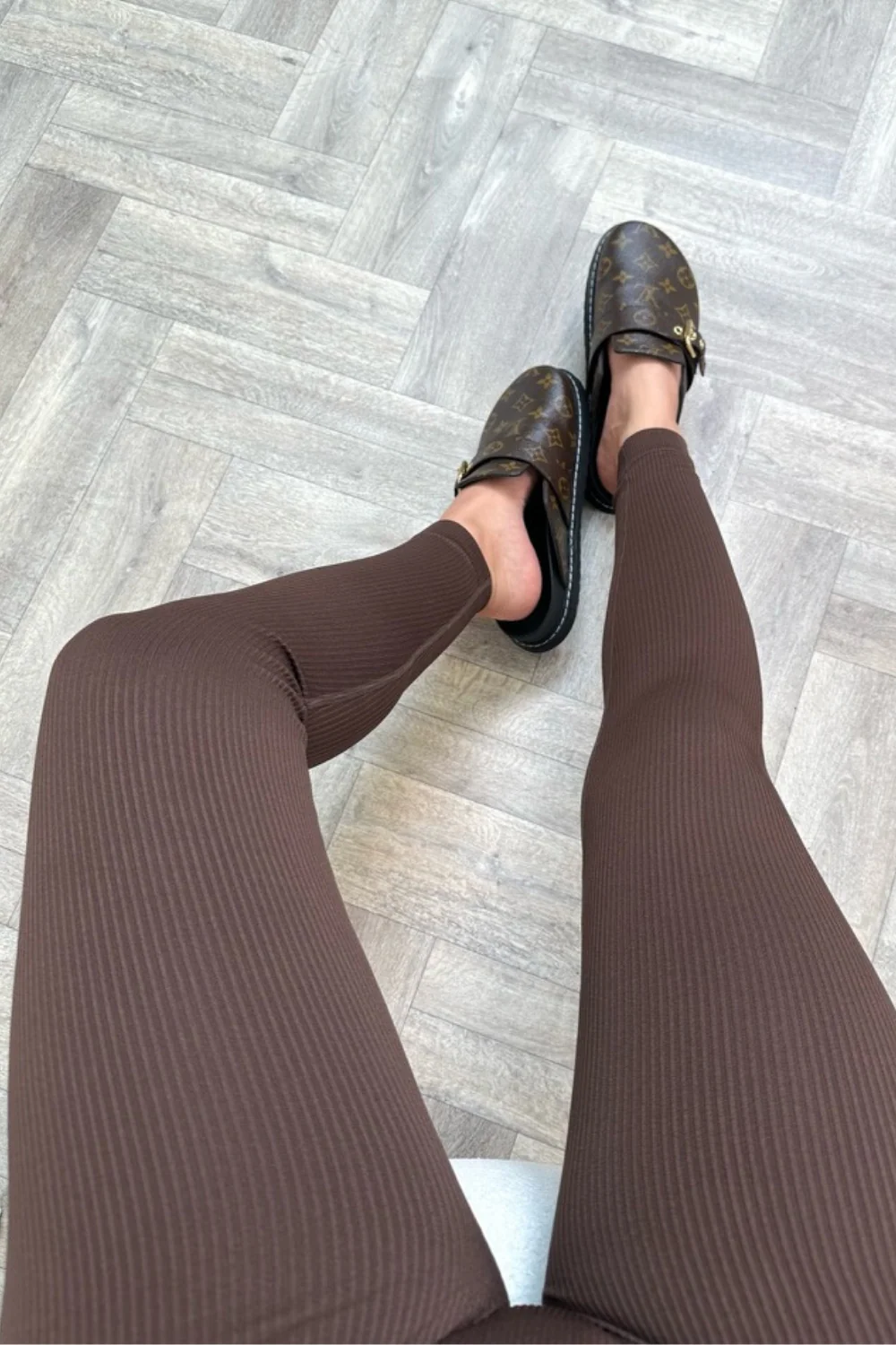 Katy brown ribbed seamless leggings