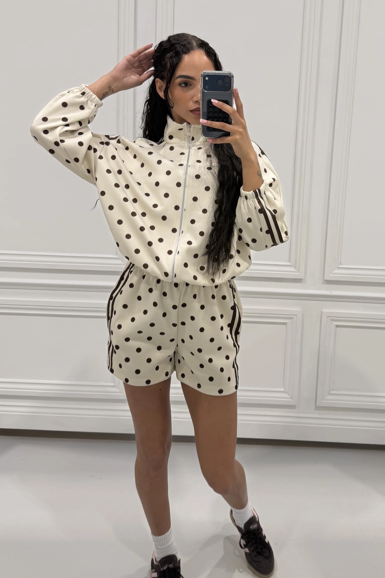 BONNIE CREAM POLKA DOT STRIPE SHORT CO ORD SET - Image 5