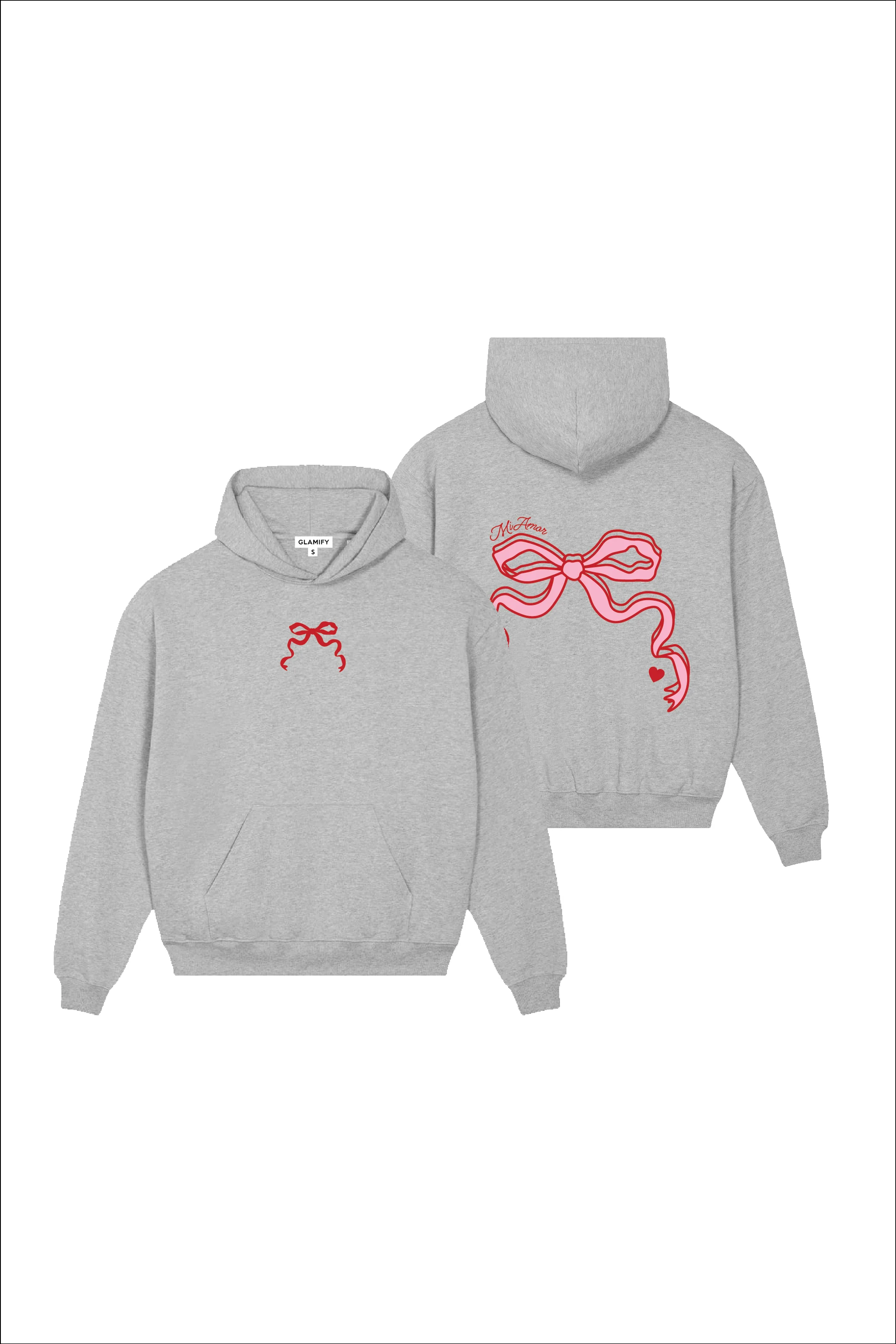 Bow printed marl grey hoodie - Image 5