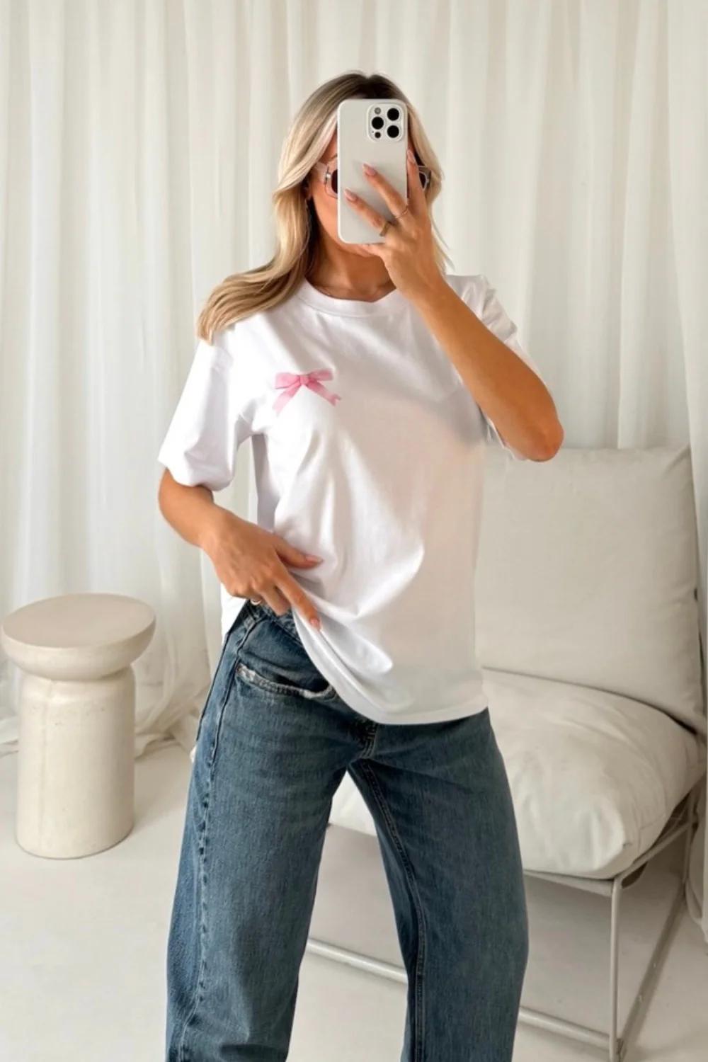 Bow printed white t-shirt - Image 2