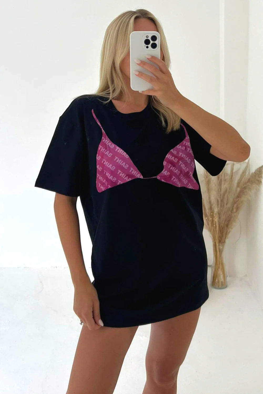 Bra black & pink Print T-shirt