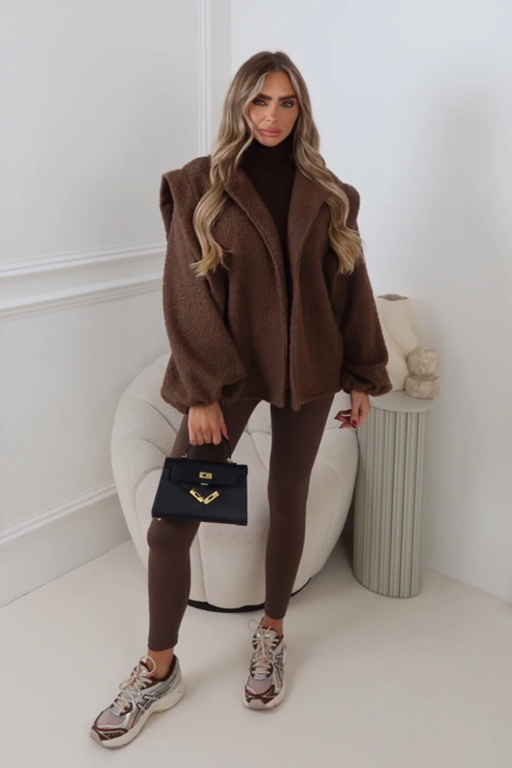 BRIANNA CHOCOLATE BOUCLE BOMBER JACKET - Image 2