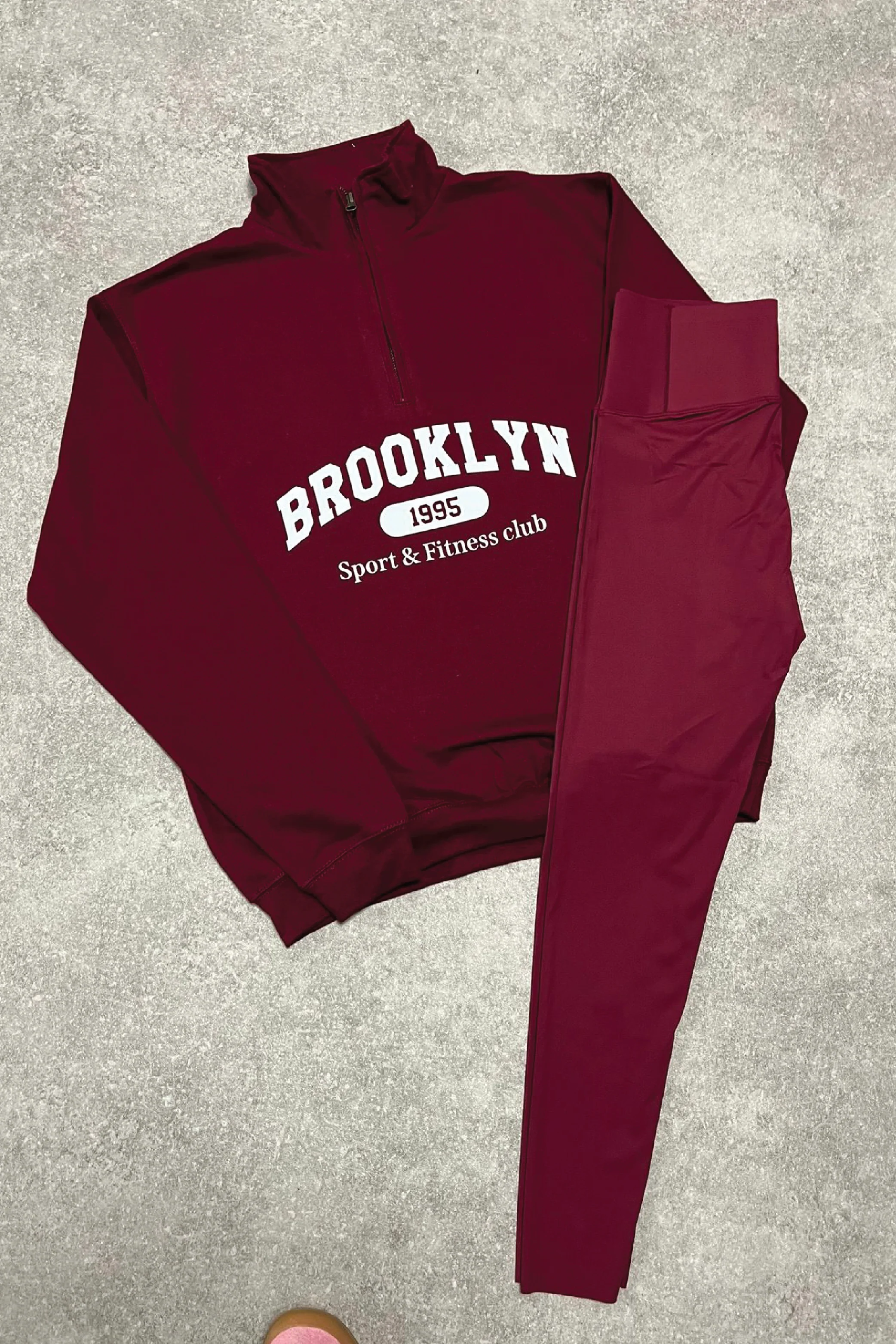 Brooklyn burgundy printed 3/4 sweater and legging set - Image 3