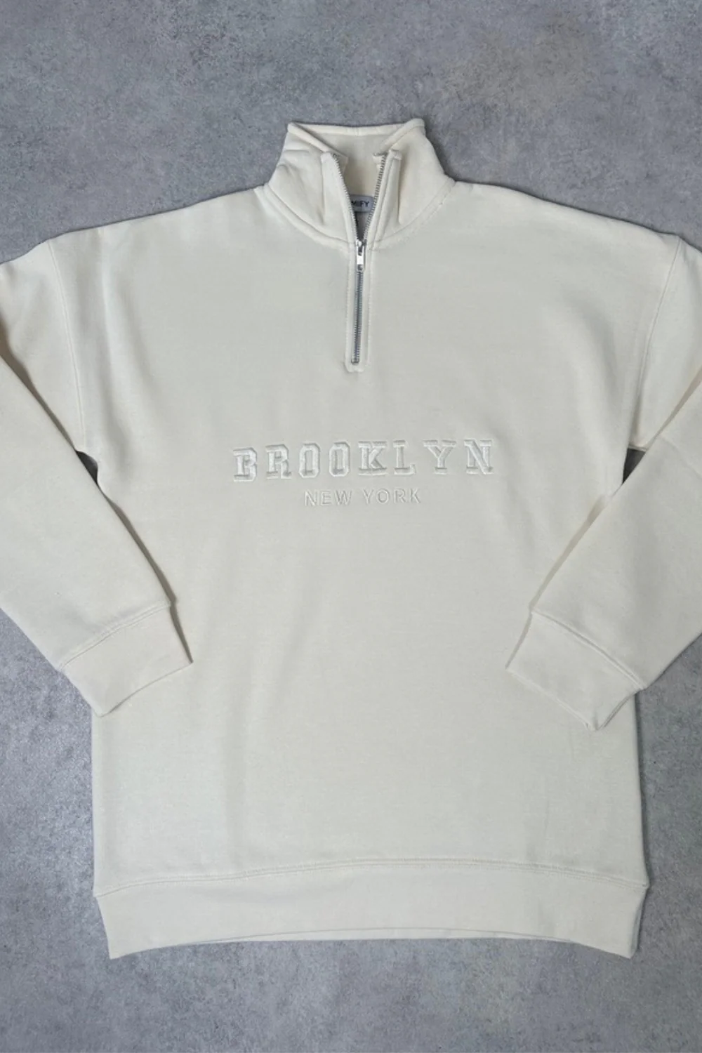 Brooklyn ecru embroidered 3/4 zip sweater - Image 3