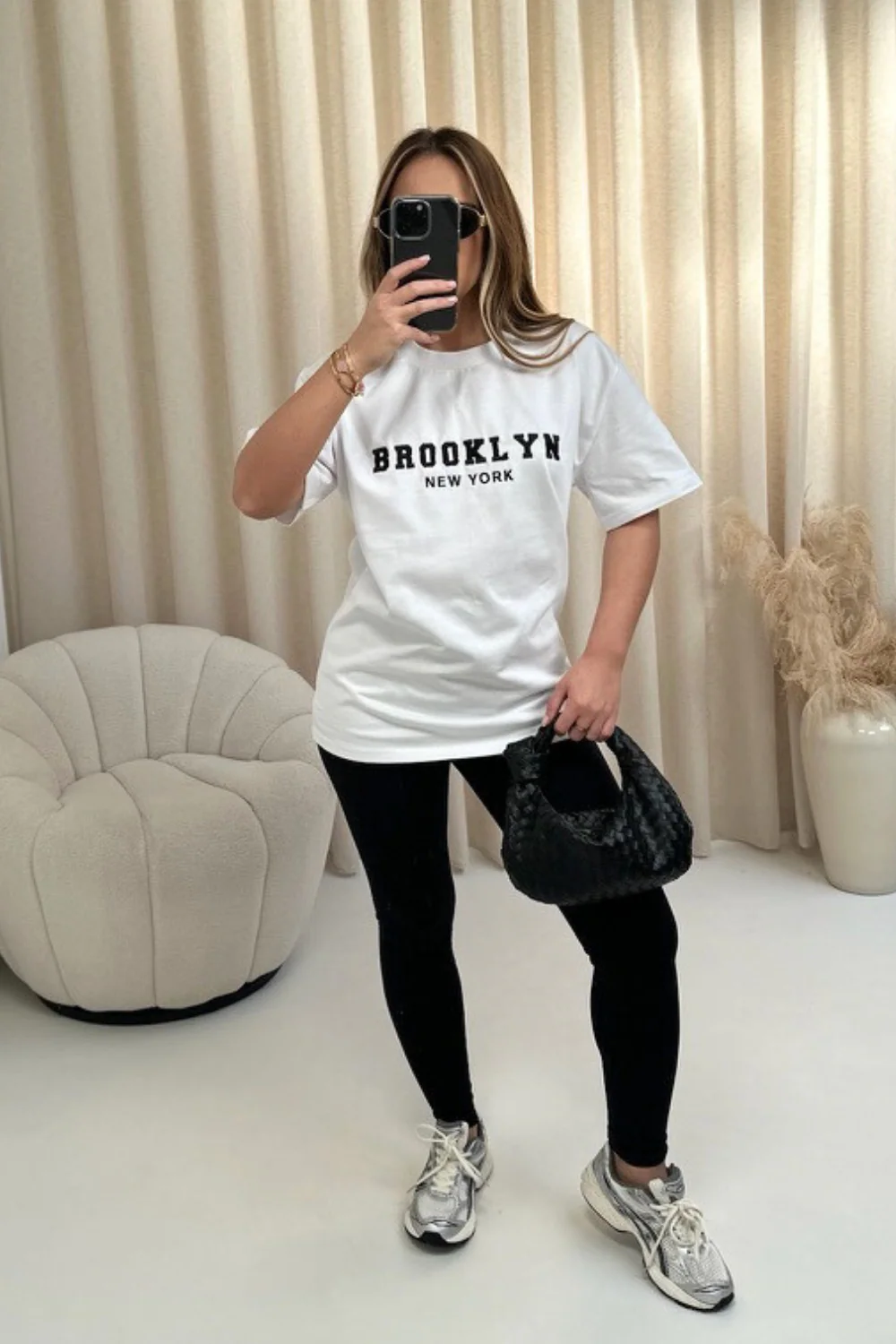 Brooklyn white embroidered heavyweight oversized t-shirt - Image 2