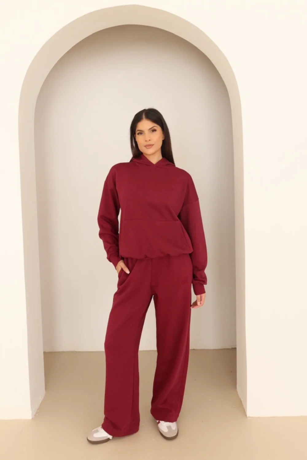 Burgundy embroidered logo straight leg jogger - Image 4
