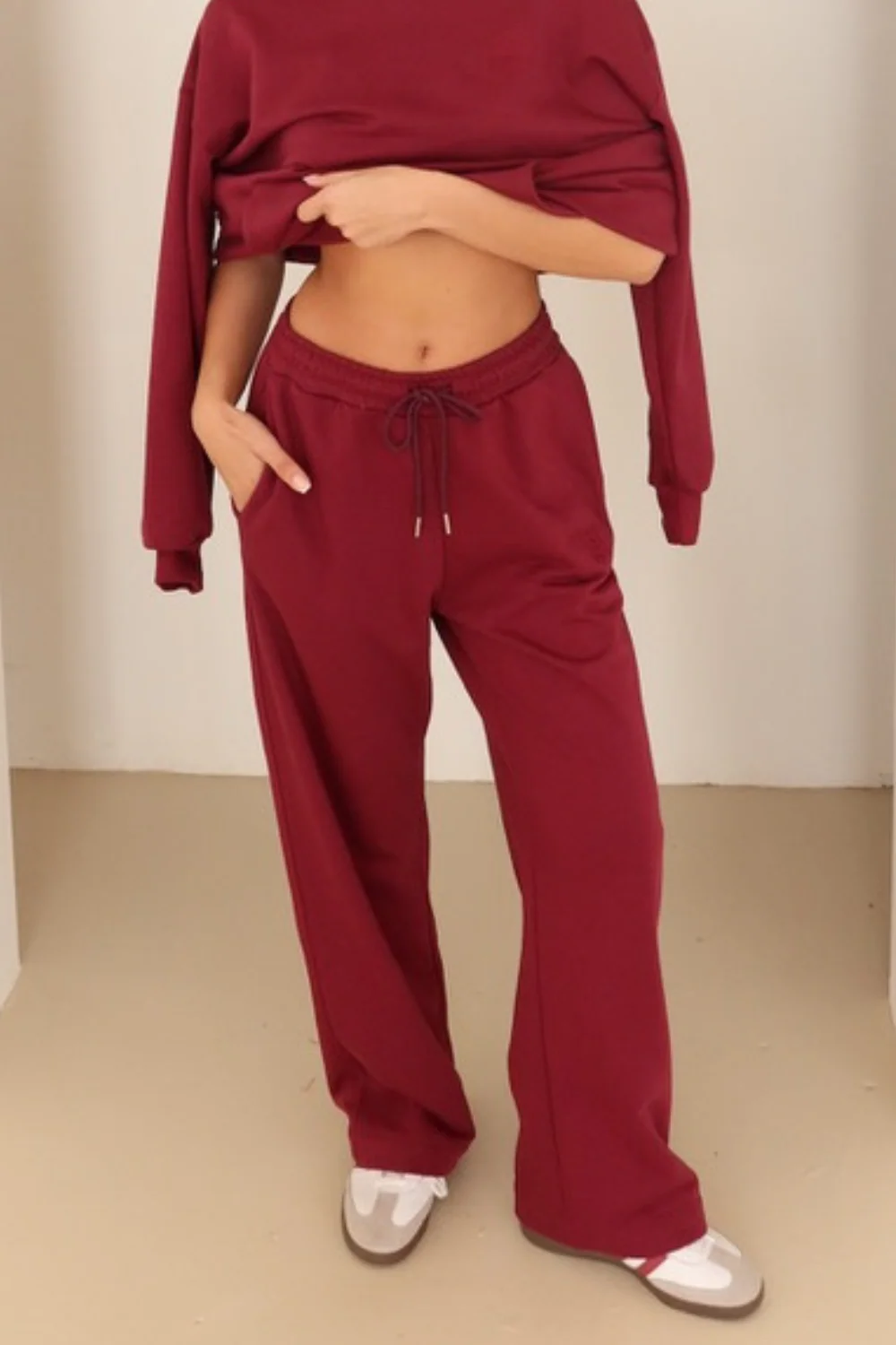Burgundy embroidered logo straight leg jogger - Image 5