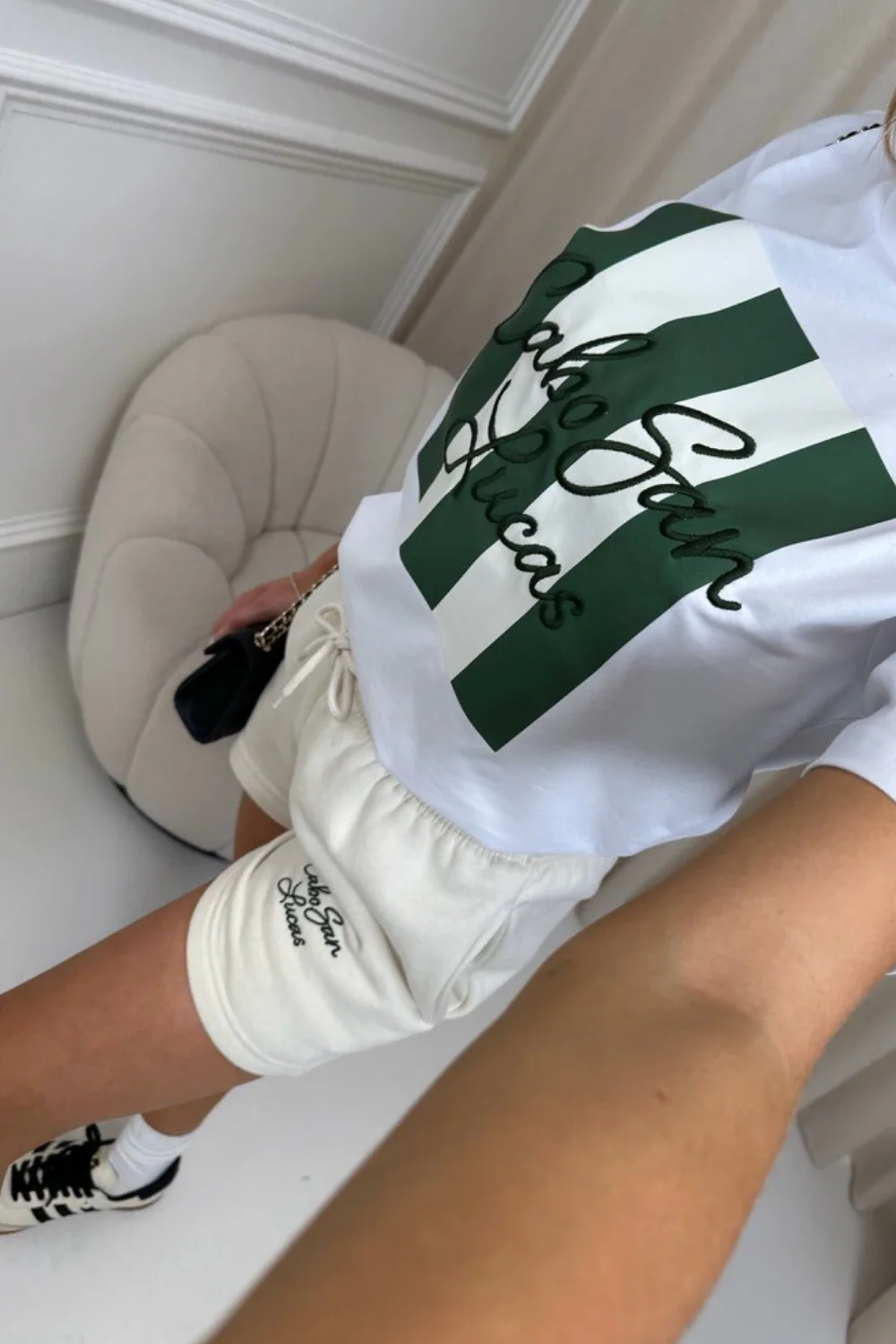 Cabo green embroidered premium t-shirt and shorts - Image 3