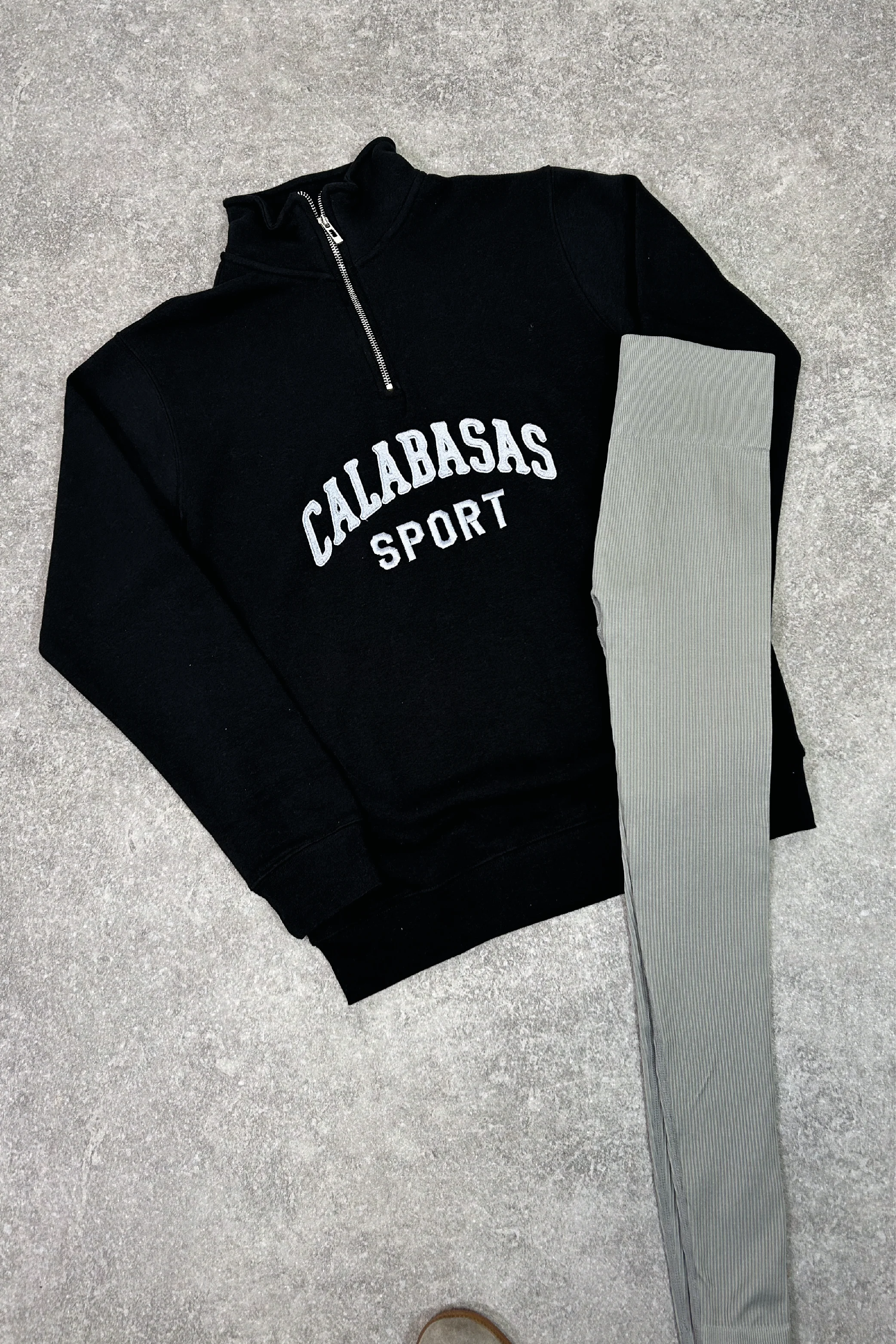 Calabasas black embroidered 3/4 sweater and legging set - Image 3