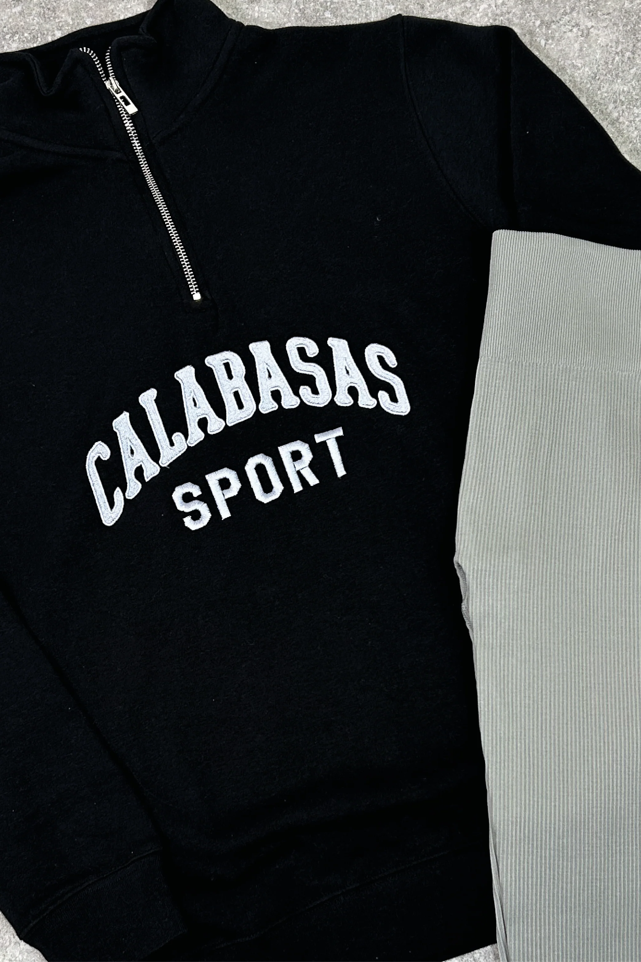 Calabasas black embroidered 3/4 sweater and legging set - Image 4