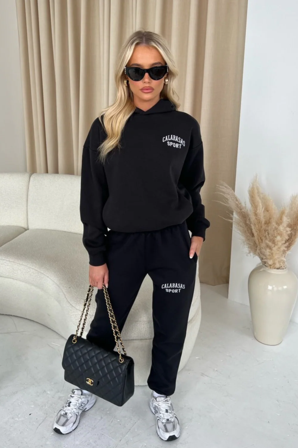 Calabasas black hoodie and joggers premium loungewear - Image 2