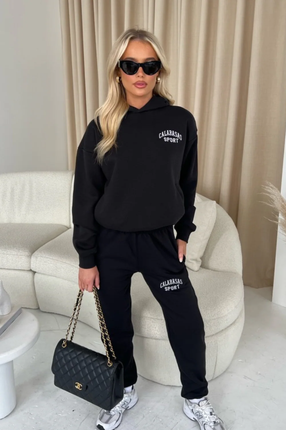 Calabasas black hoodie and joggers premium loungewear - Image 3