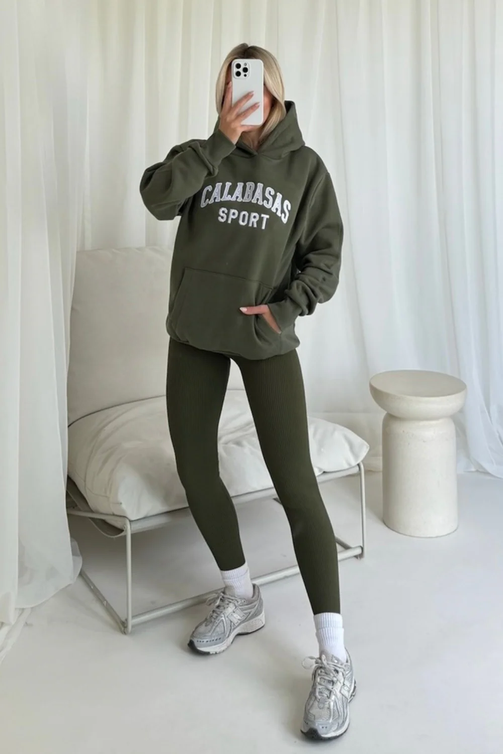 Calabasas khaki premium heavyweight hoodie - Image 2
