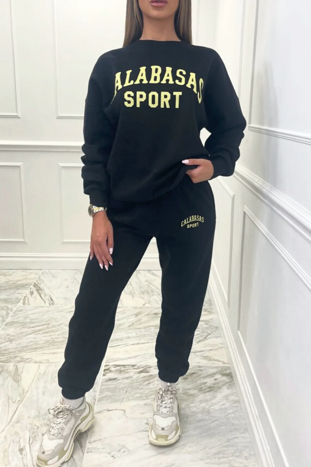 Calabasas sport black sweater loungewear set - Image 3