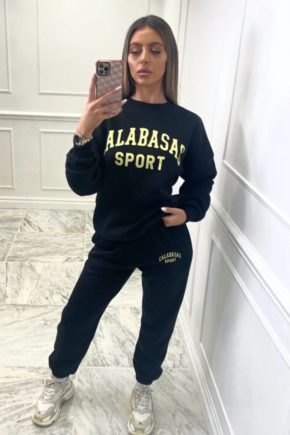 Calabasas sport black sweater loungewear set - Image 5