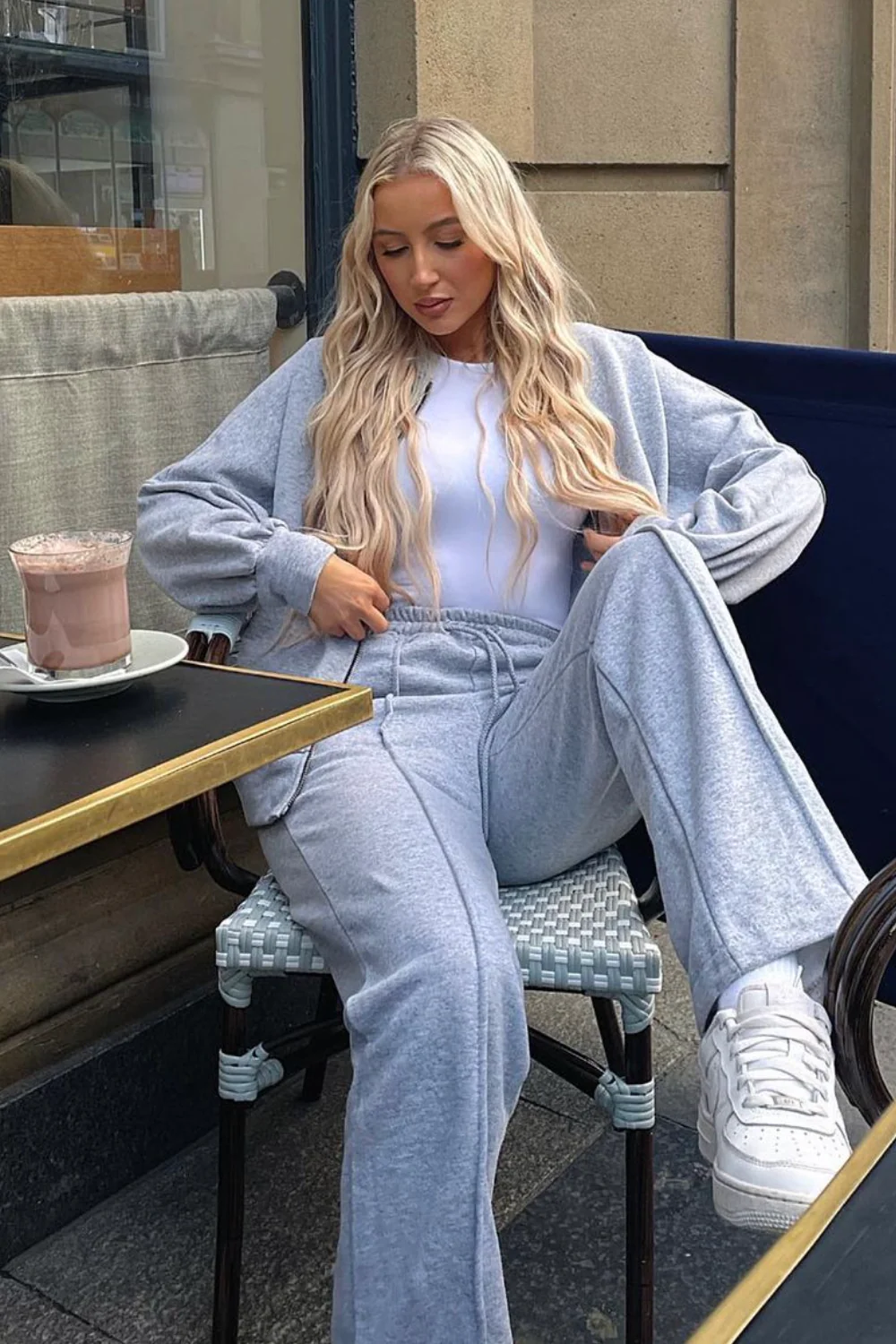 Camille grey bomber jacket and straight leg jogger loungewear - Image 2