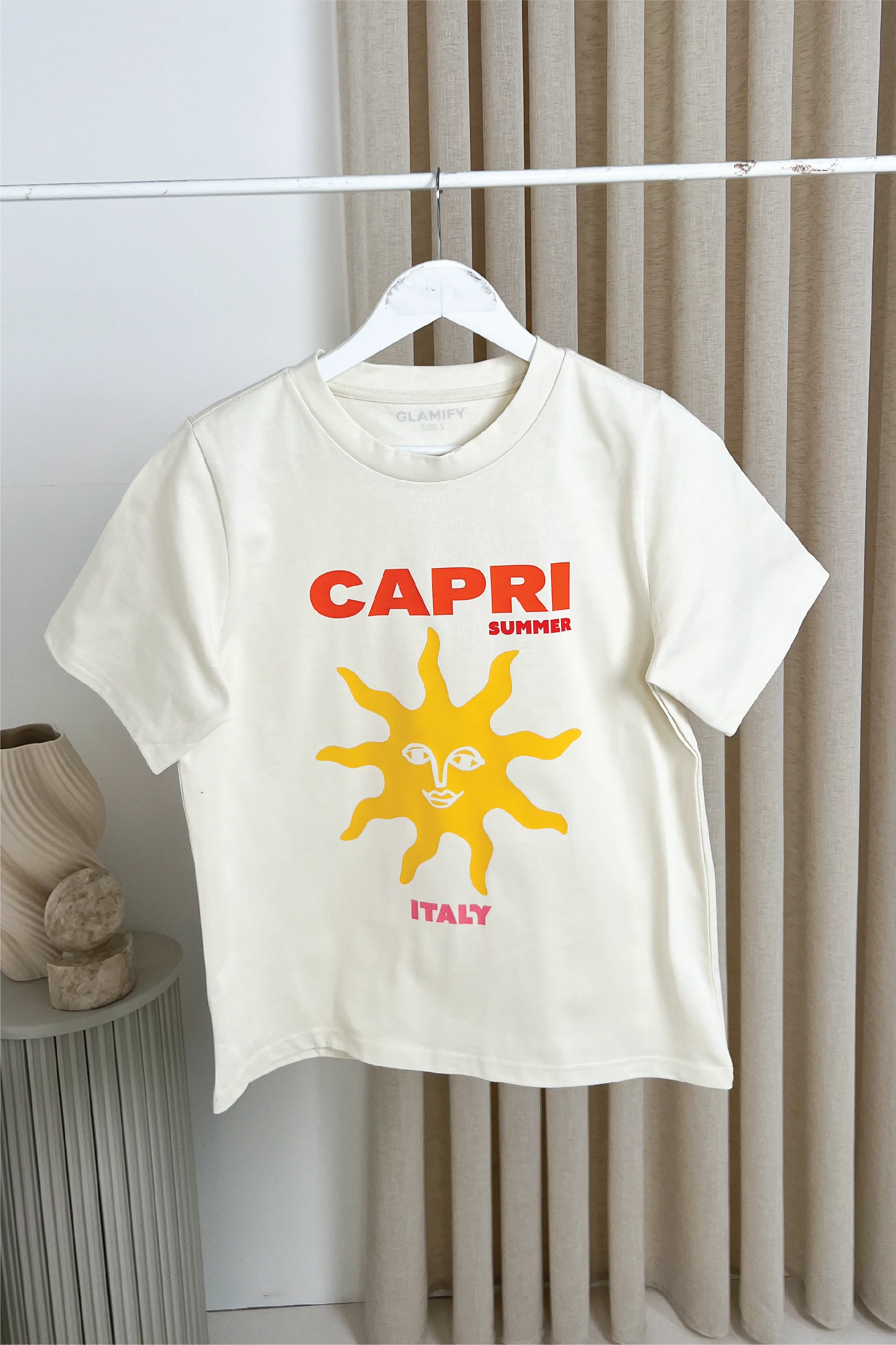 Capri ivory printed heavyweight t-shirt - Image 3