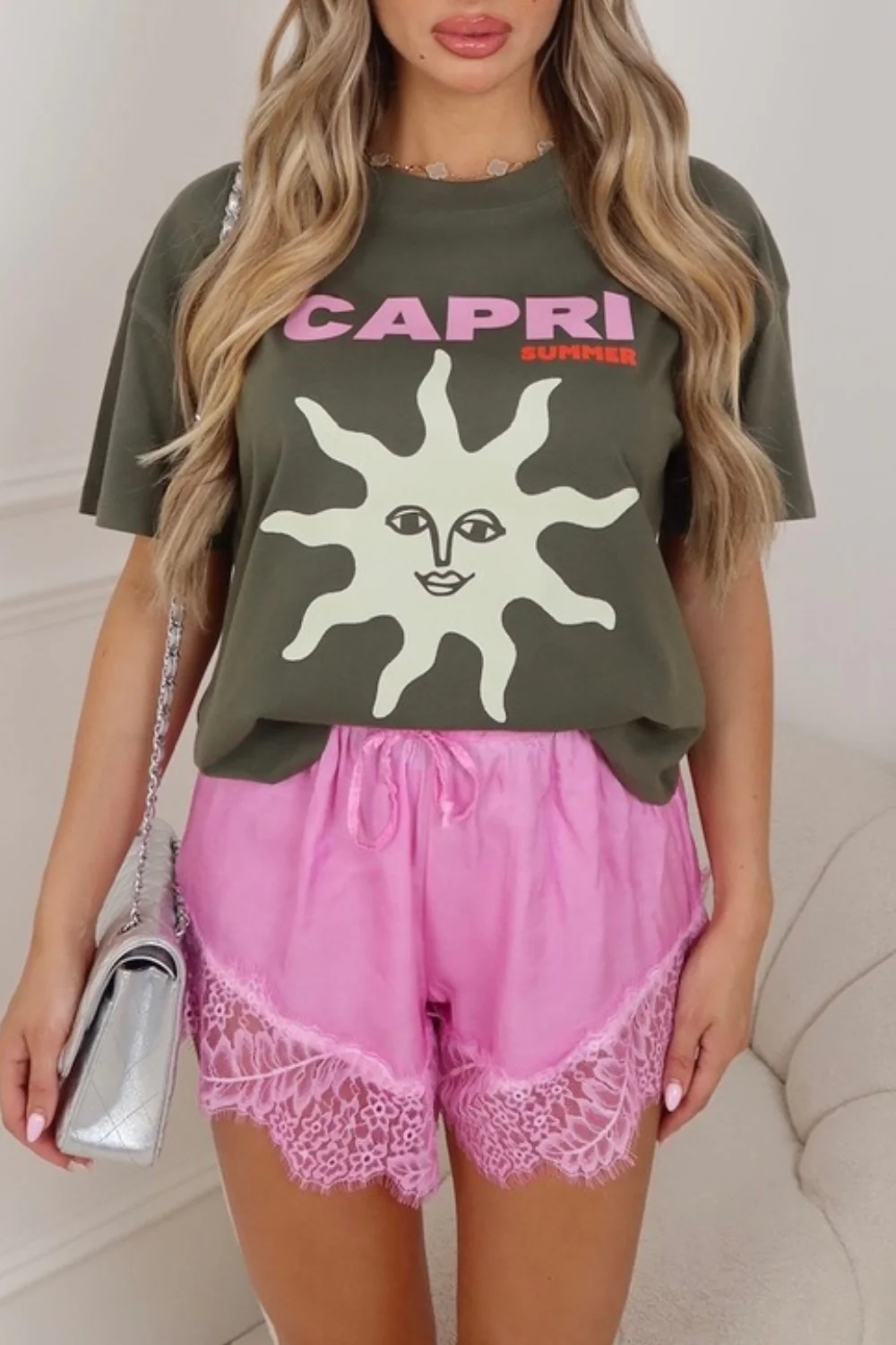 Capri khaki printed boxy fit t-shirt - Image 2
