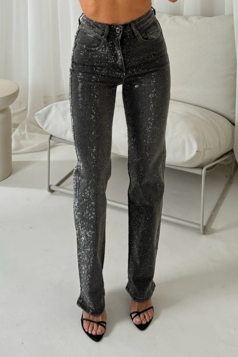 Cassi grey diamante jeans - Image 3
