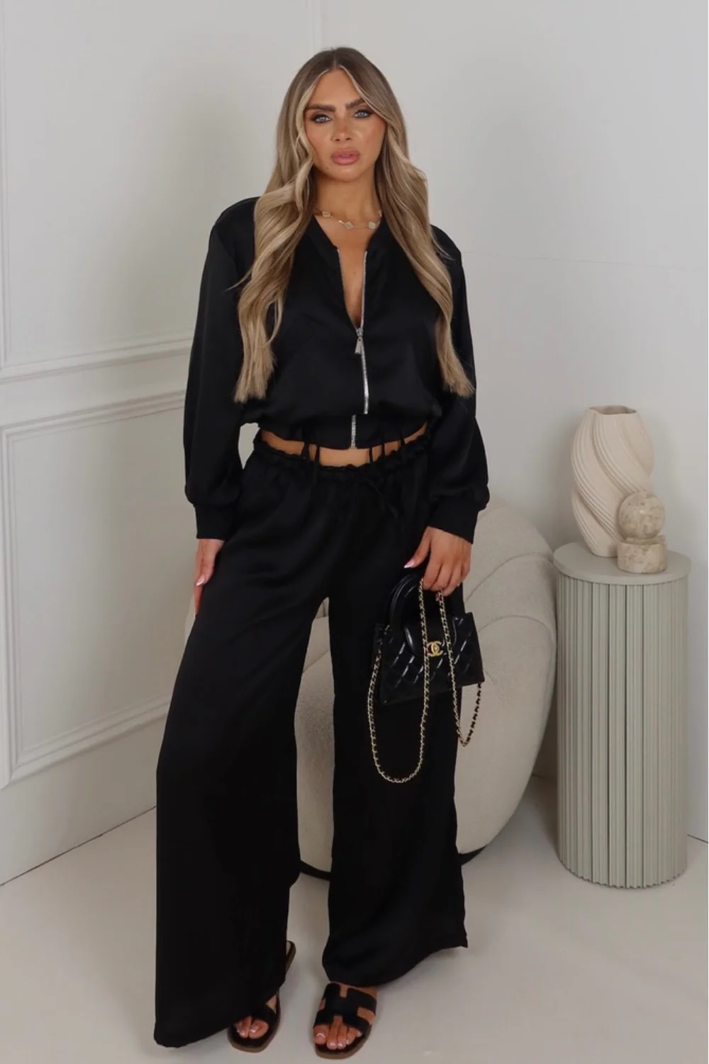 Charlotte black zip jacket & trouser co-ord