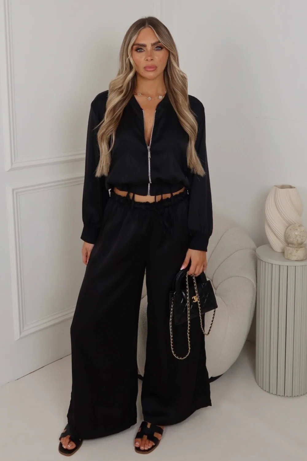 Charlotte black zip jacket & trouser co-ord - Image 2