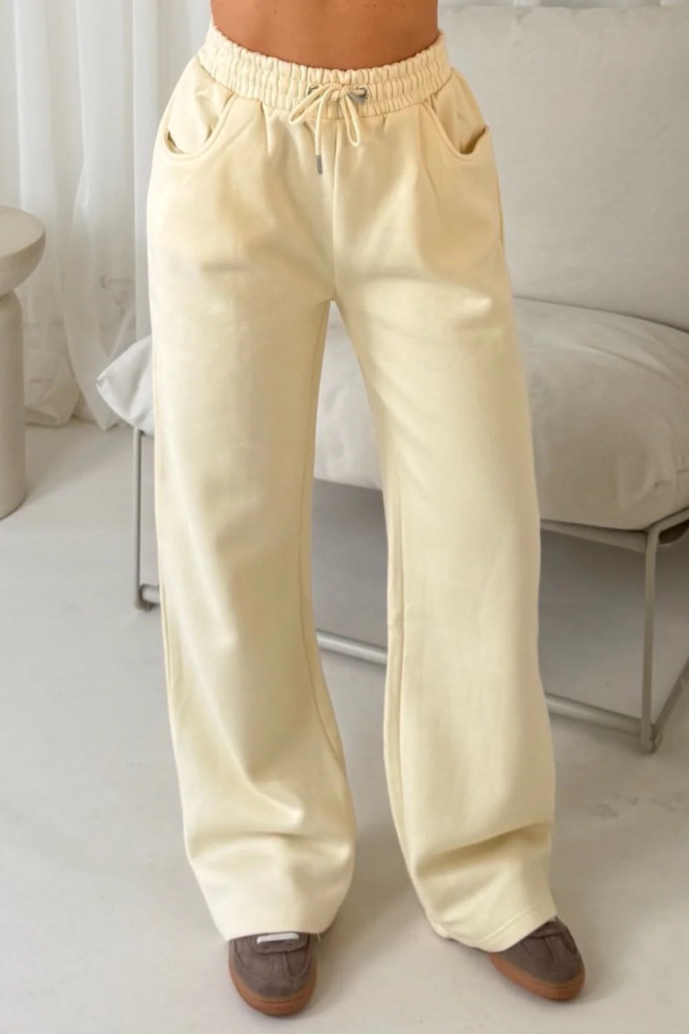 Chelsey cream straight leg jogger
