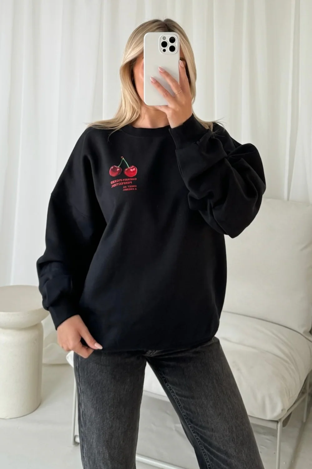 Cherry perfection black printed sweater - Image 2