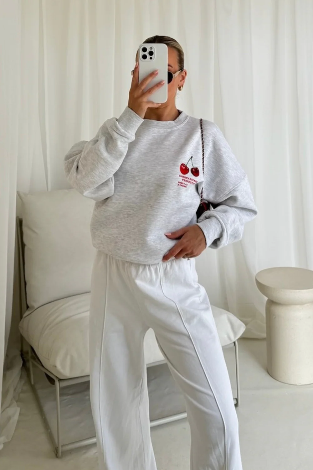 Cherry perfection marl grey printed sweater - Image 3