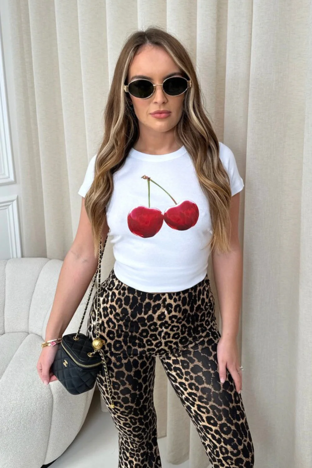 Cherry white printed baby tee - Image 2