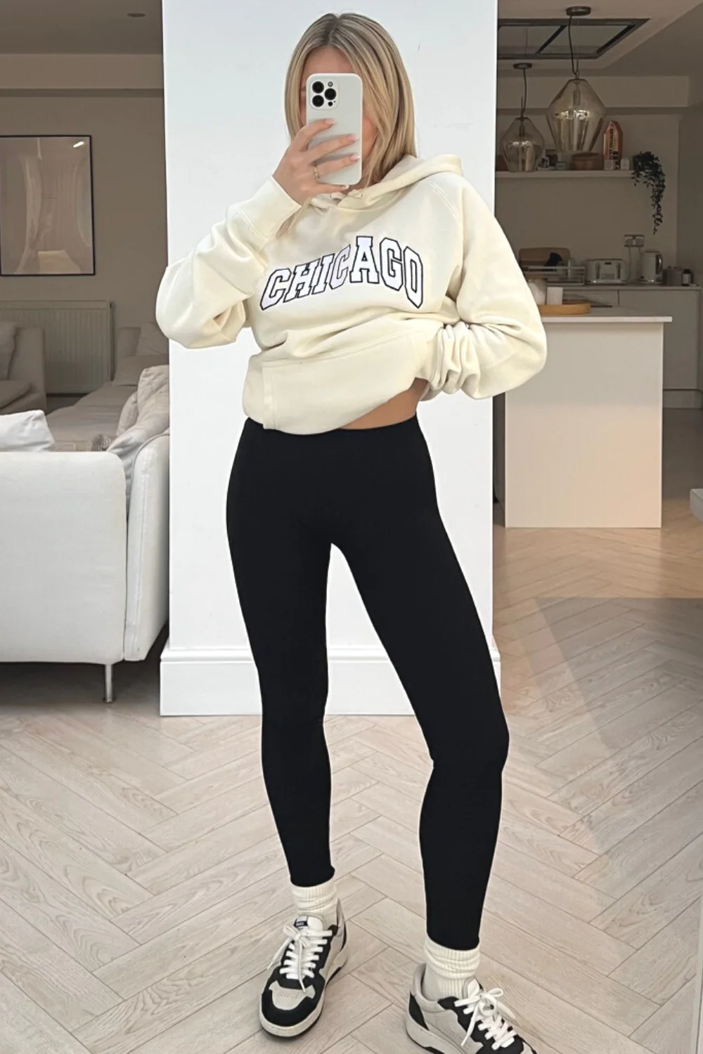 Chicago ecru embroidered hoodie - Image 3