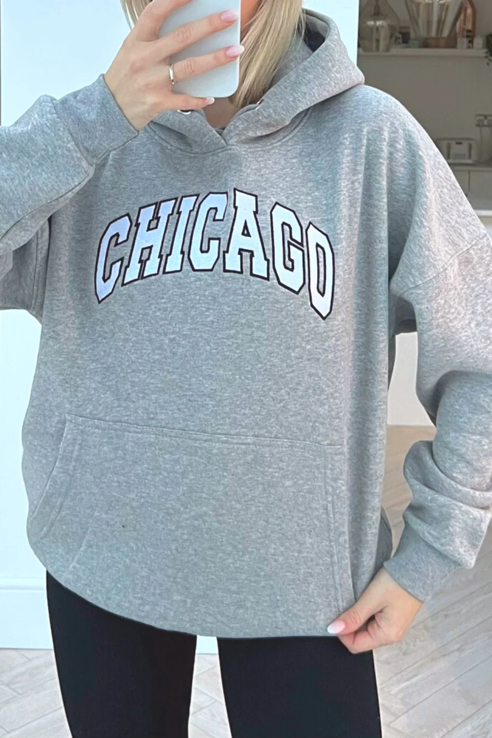 Chicago grey embroidered hoodie - Image 2