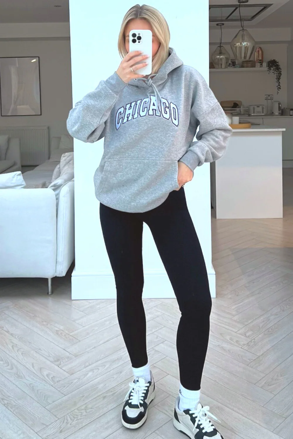 Chicago grey embroidered hoodie - Image 3
