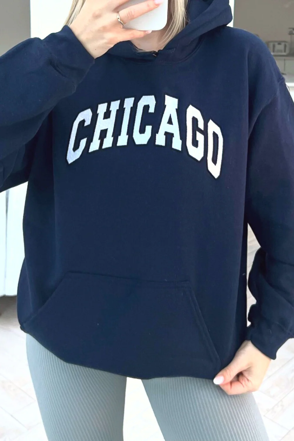 Chicago navy embroidered hoodie - Image 3