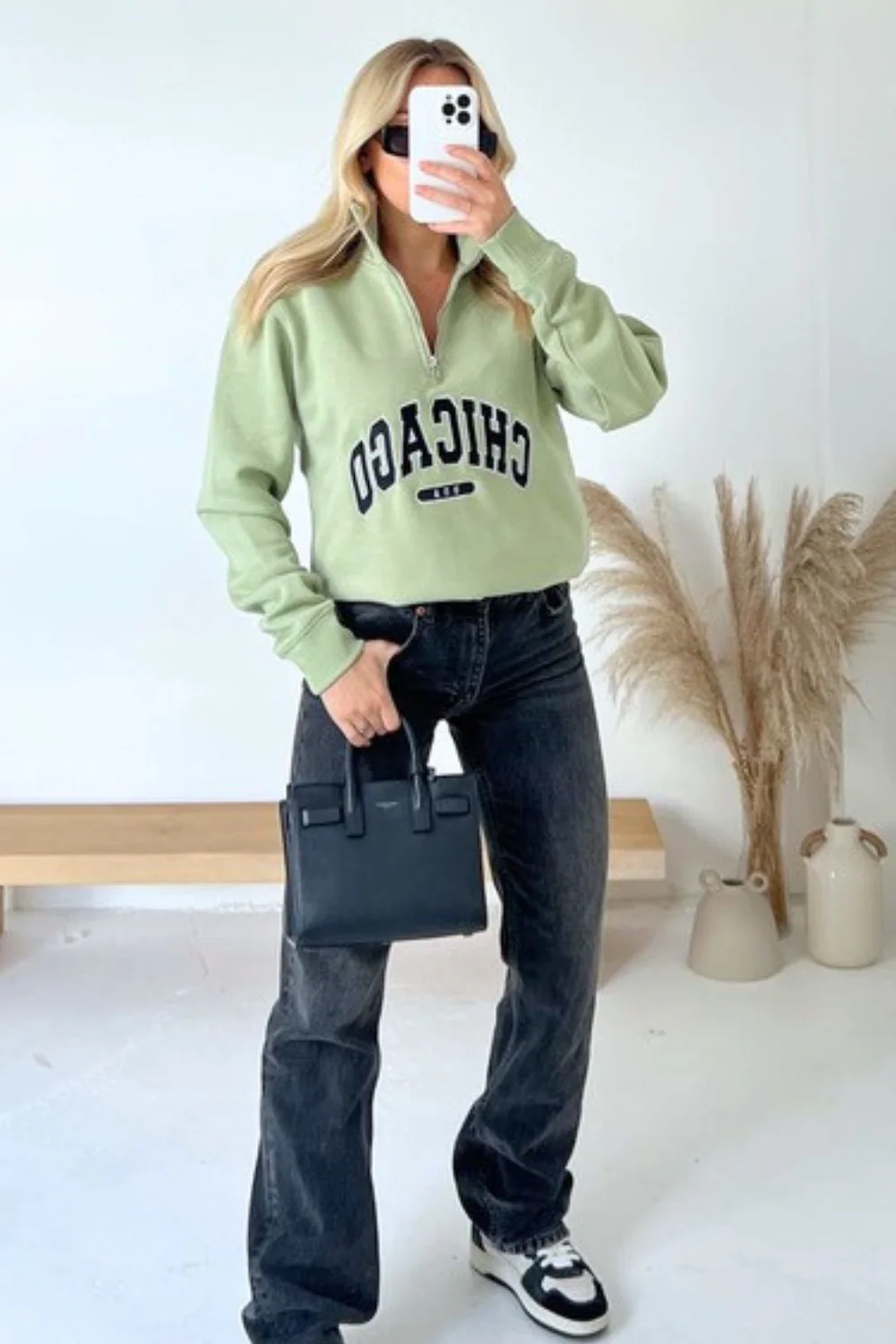 Chicago sage embroidered 3/4 zip sweater - Image 3