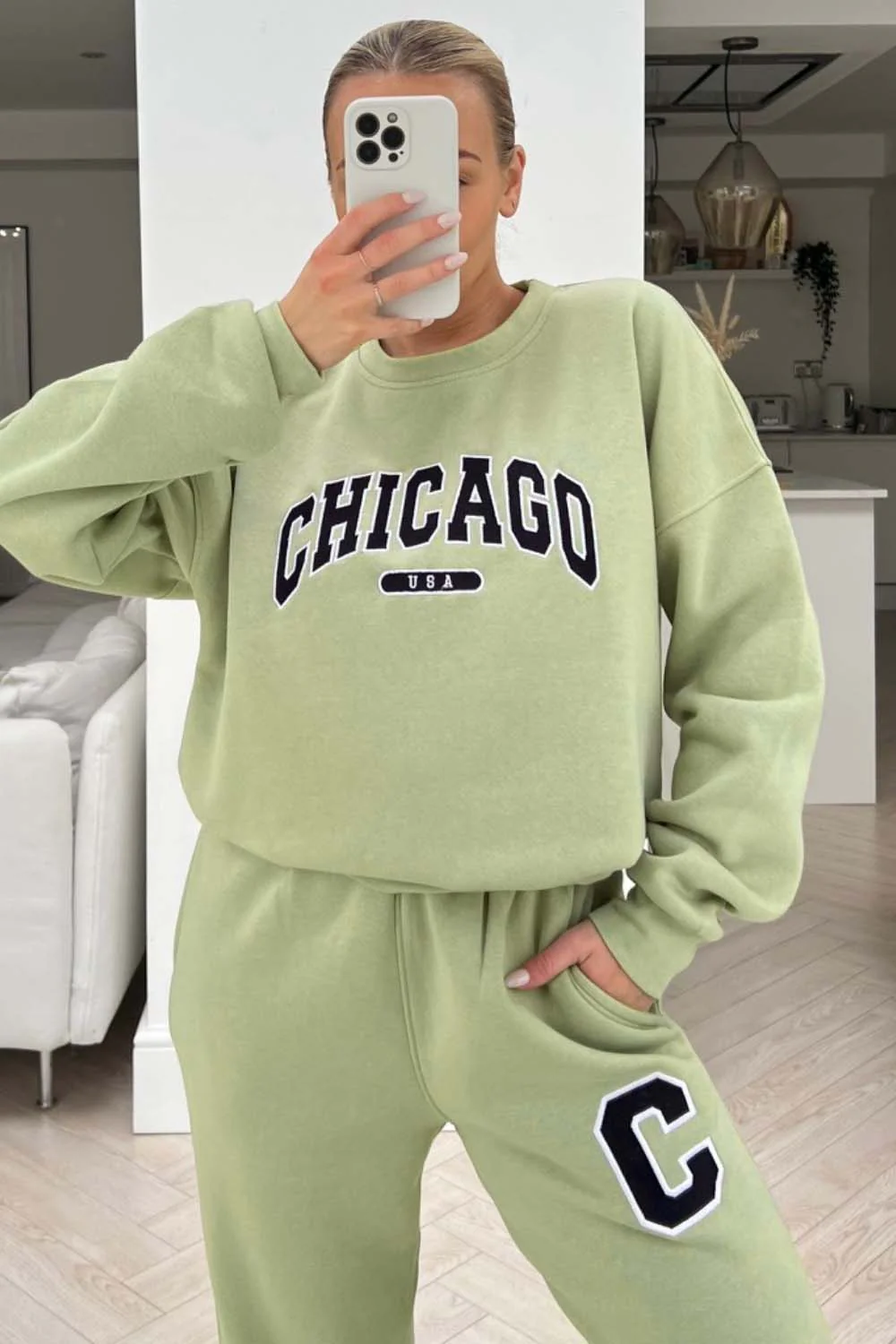 Chicago sage embroidered sweater loungewear set - Image 2