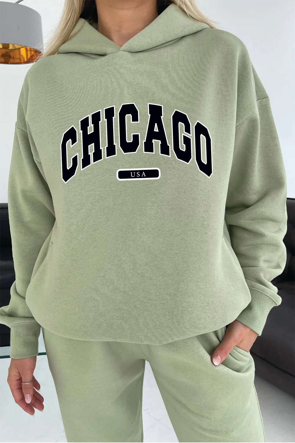 Chicago sage embroidered hoodie premium essentials - Image 2