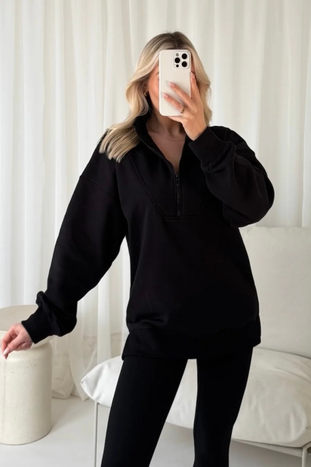Chloe black 3/4 zip sweater