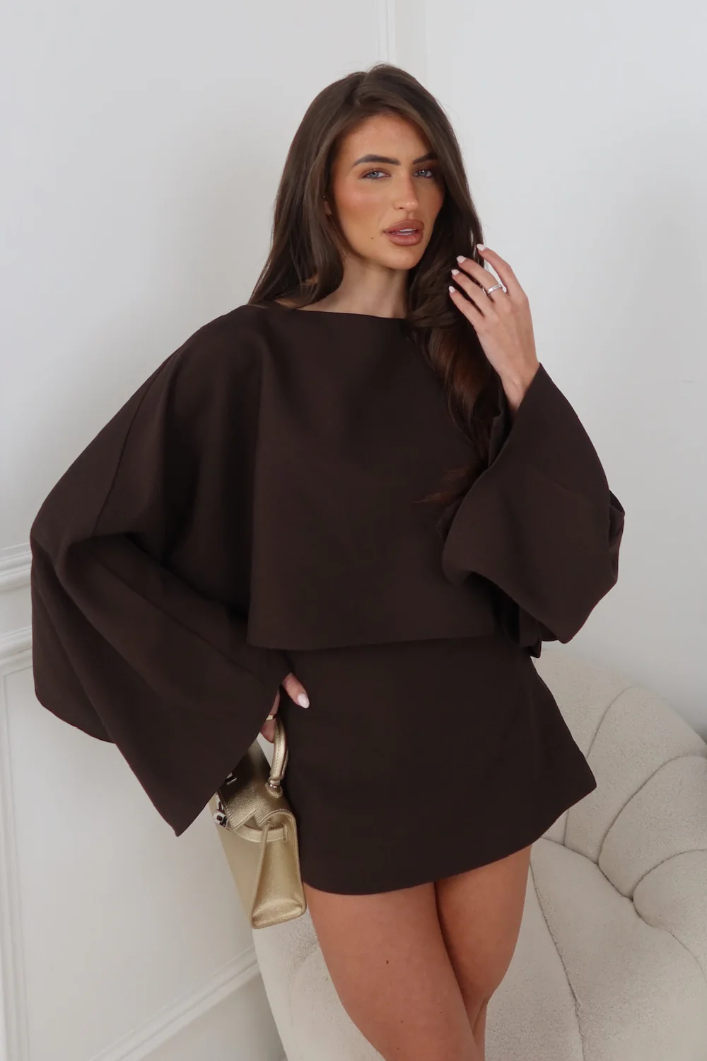 CHLOE CHOCOLATE DRAPE TOP