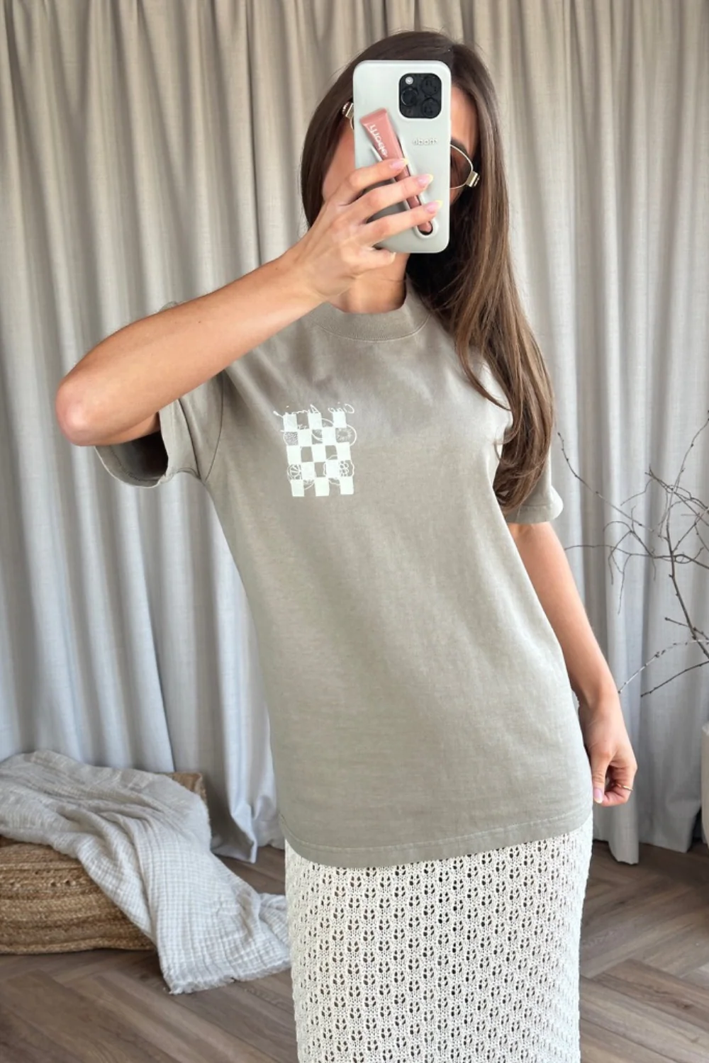 Ciao amigo back print faded khaki boxy t-shirt - Image 2